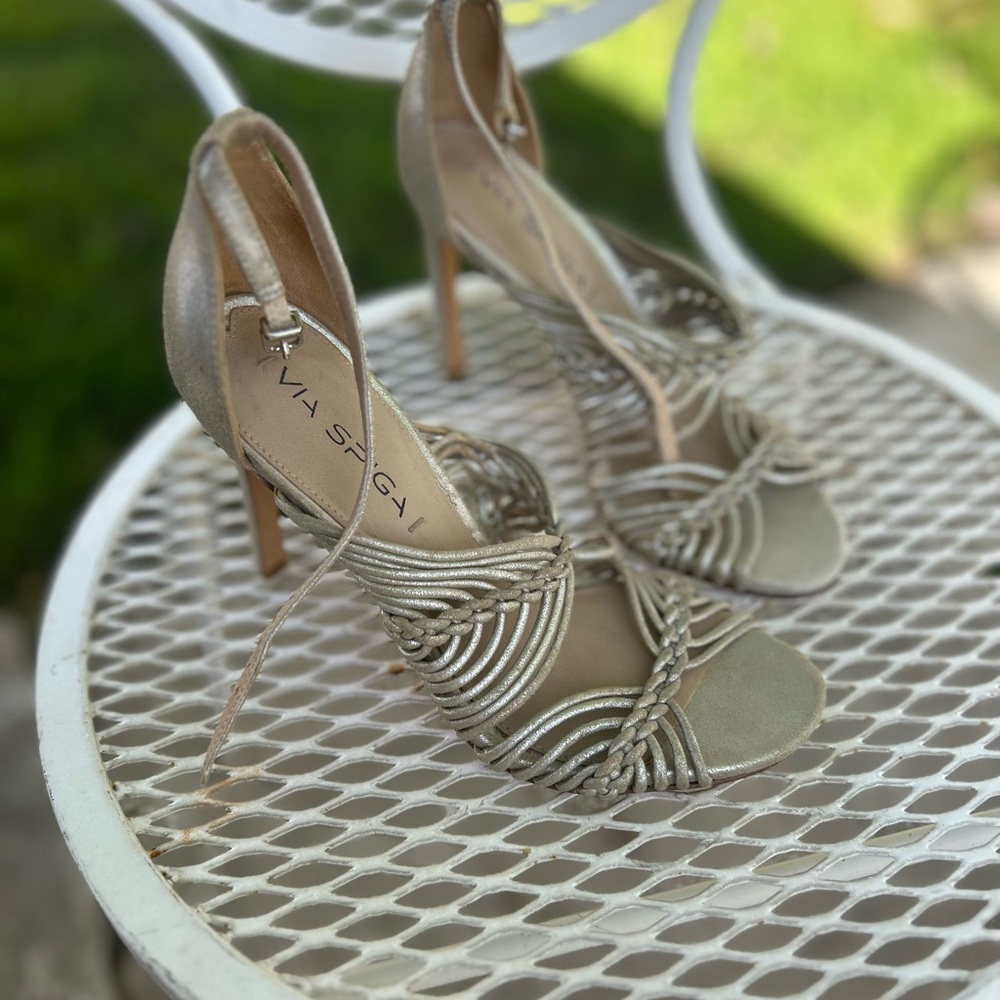 Via Spiga Women's Metallic Strappy Heels